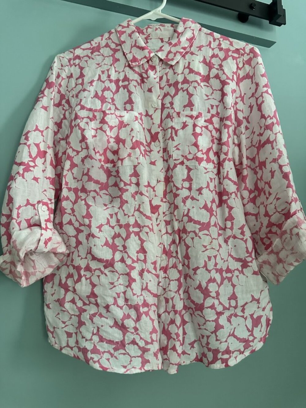 Charter Club Linen Floral Print Button-Front Blouse